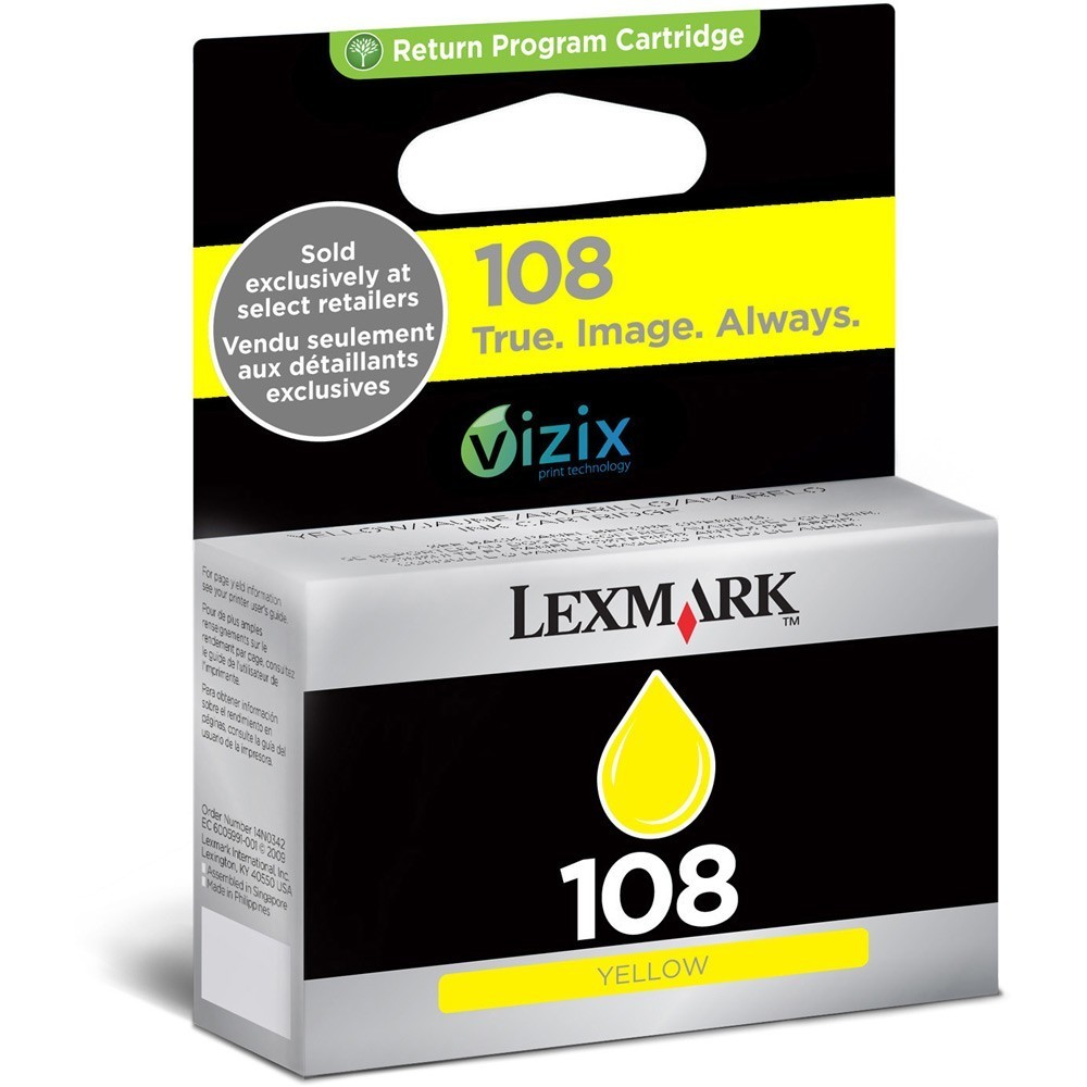 Cartucho Lexmark 108 14N0342 Amarelo Original S308 S408 S409 S608 4,4