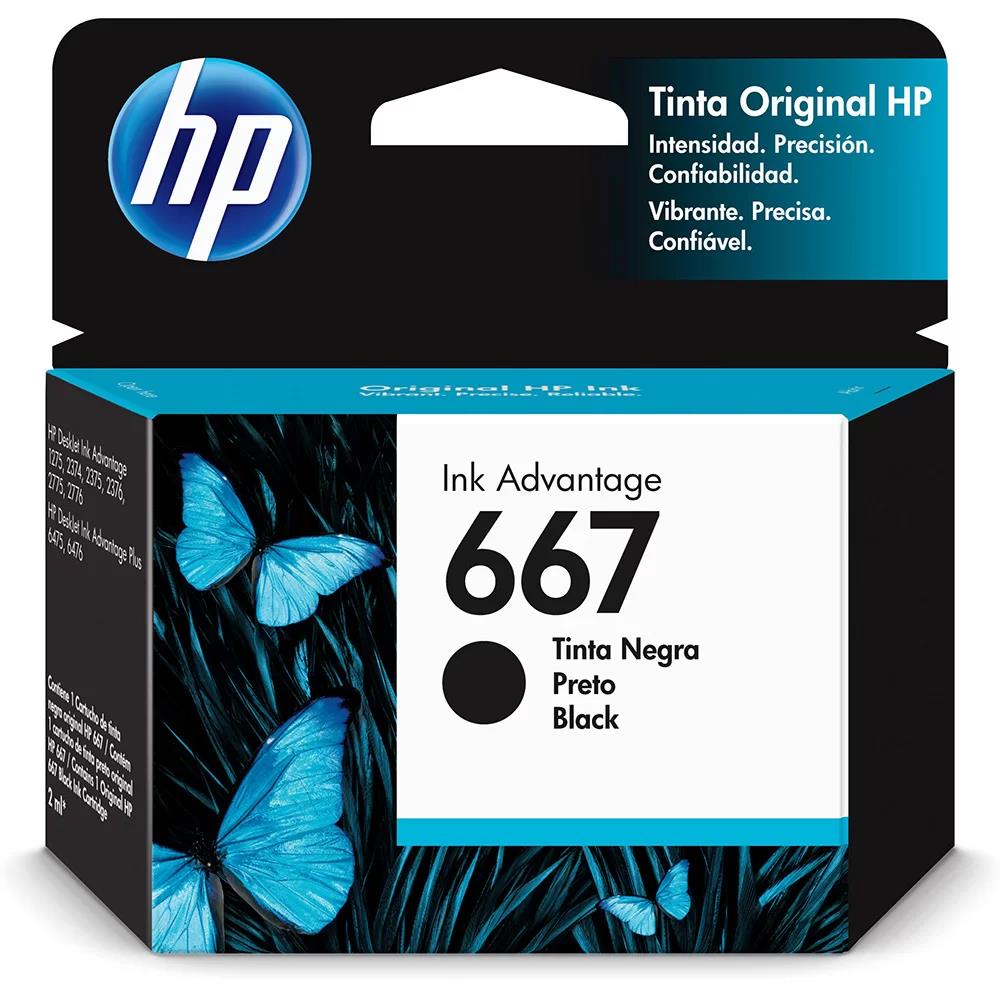 Cartucho HP 667 3YM79AL Preto Original DESKJET INK ADVANTAGE 2376 2776 2774 2 ml