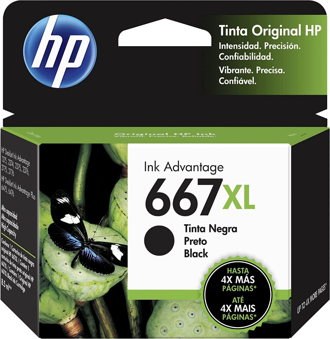 Cartucho HP 667XL 3YM81AL Preto Original DESKJET INK ADVANTAGE 2376 2776 2774 8,5 ml