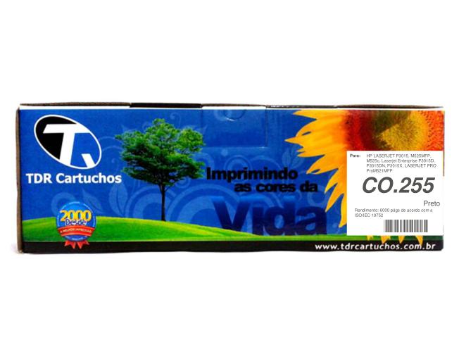 Toner HP 55A CO.255 Preto Compatível LASERJET P3015 M525MFP LASERJET ENTERPRISE P3015D P3015DN P30