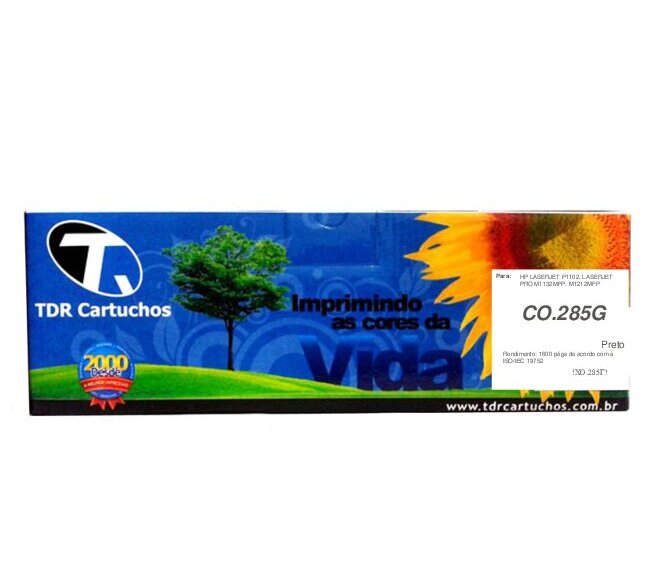 Toner HP 85A CO.285G Preto Compatível LASERJET P1102 LASERJET PRO M1132MFP M1212MFP 1600 páginas