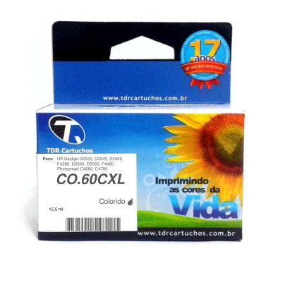 Cartucho HP 60CXL CO.60CXL Colorido Compatível DESKJET F4480 F4580 D1660 F4240 ENVY 100 D410A PHO