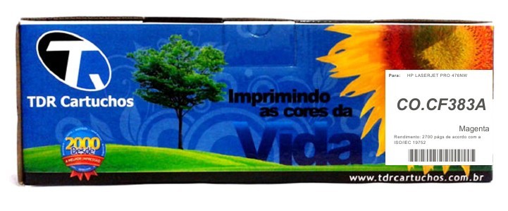 Toner HP 312A CO.CF383A Magenta Compatível LASERJET PRO 476NW 2700 páginas