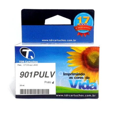 Cartucho HP 901XL CTN-901PULV Preto Remanufaturado OFFICEJET J4660 J4540 4500 20 ml