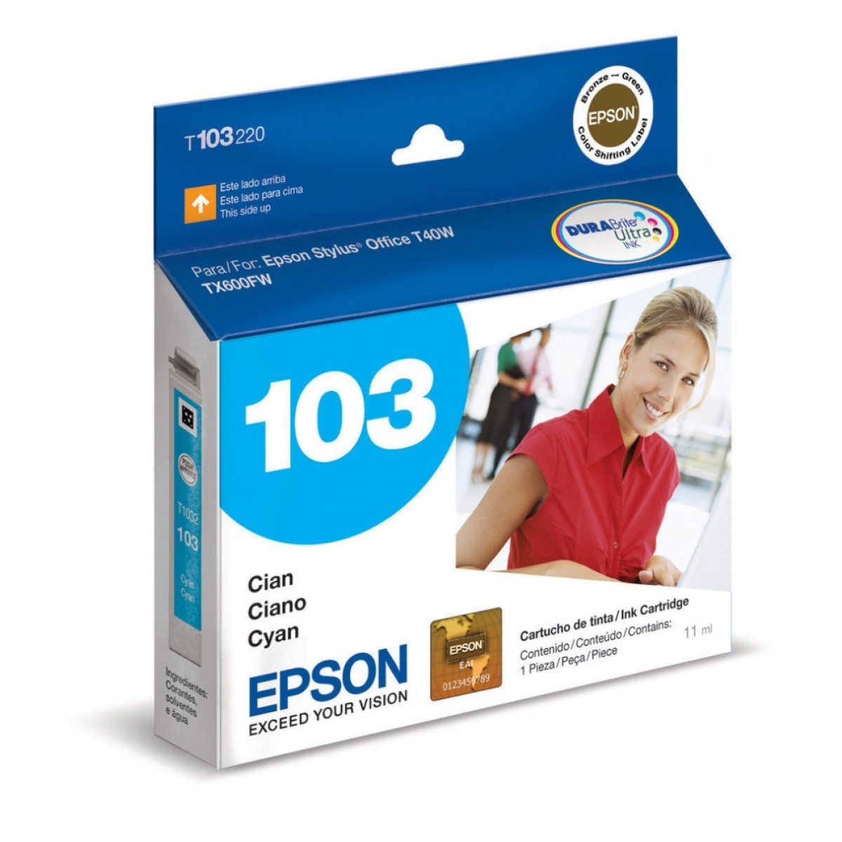 Cartucho Epson 103 T103220 Ciano Original T40W TX600F TX600FW 11 ml