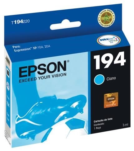 Cartucho Epson 194 T194220 Ciano Original XP-204 XP-214 3 ml
