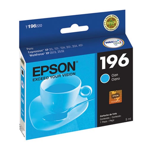 Cartucho Epson 196 T196220 Ciano Original XP-401 XP-214 4 ml