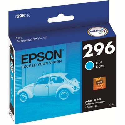 Cartucho Epson 296 T296220 Ciano Original EXPRESSION XP-231 XP-431 XP-241 XP-441 4 ml
