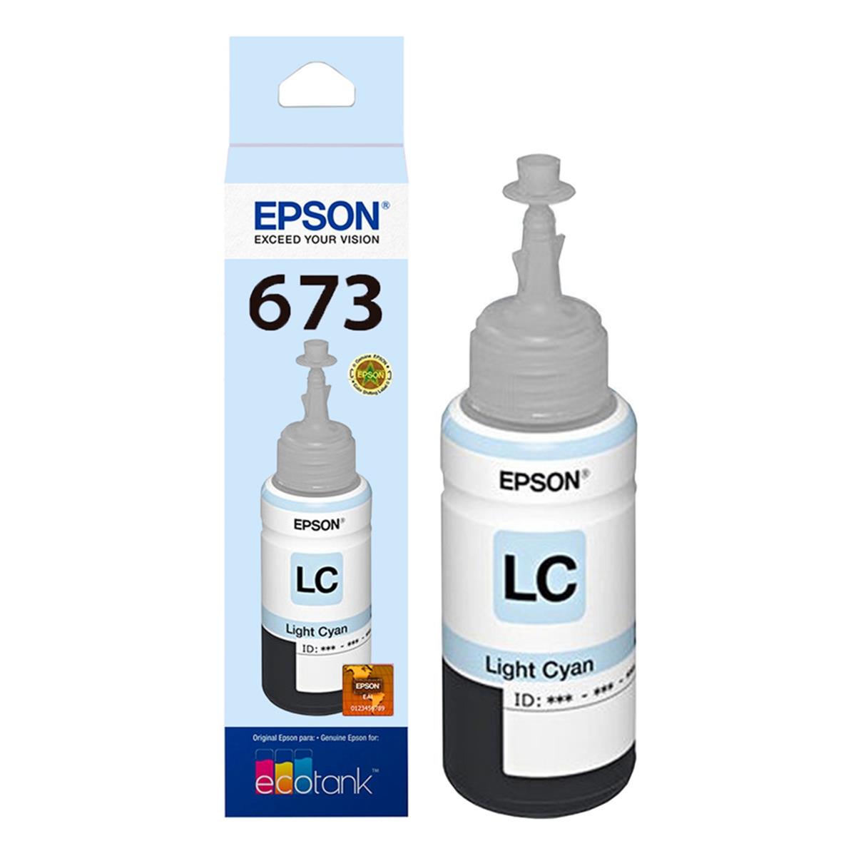 Cartucho Epson 673 T673520AL Ciano Claro Original ECOTANK L800 L805 L1800 L810 70 ml
